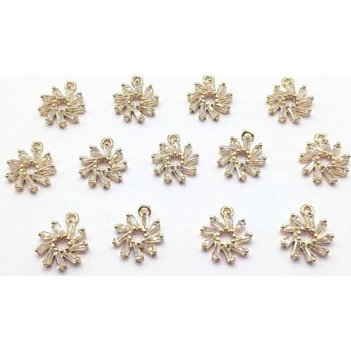 New arrival! 15x12mm 50pcs Copper/Cubic Zirconia Flower shape Charm for Hand Made Earrings DIY,Jewelry Findings & Components