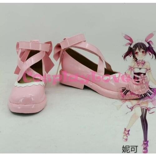 Valentines Pink Cute Lolita Yazawa Nico Cosplay Shoes Newest Custom Made Japanese Anime Lovelive! Boots For Halloween Christmas