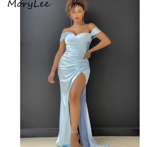 Prom Dresses New Design Sweetheart Side Slit Spandex Satin Mermaid Prom Dresses With Zipper Back vestidos de fiesta de noche