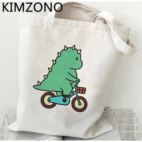 Dinosaur shopping bag eco jute bag canvas grocery shopping shopper bag fabric net woven cabas