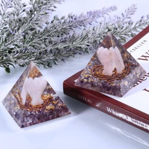 TUMBEELLUWA Angel Orgonite Pyramid Mold Amethyst Peridot Healing Crystal Energy Protection Meditation Room Decor Home Ornaments