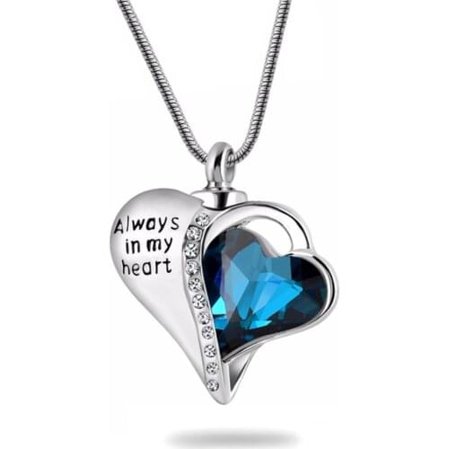 Always in My Heart High Quality Fashion Urn Cremation Necklace Pendant Heart Memorial Keepsake Pendant Ash Jewelry