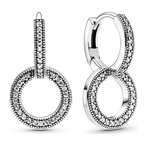 2020 Autumn Sparkling Double Hoop Earrings For Women 925 Sterling Silver earring silver 925 brincos fine jewelry Free shipping