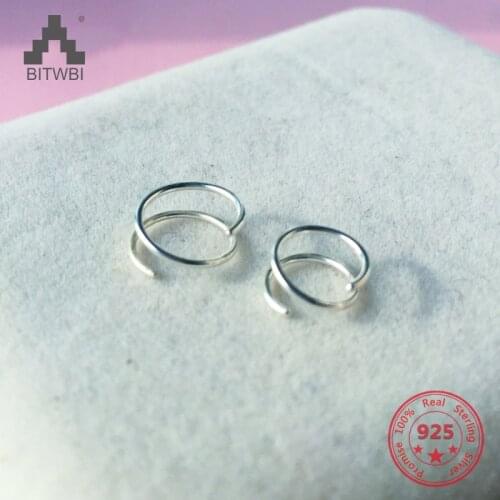925 Sterling Silver Double Hoop Earrings Small Creative Simplicity Earrings Personality Ear Bone Circle Women Earrings Jewelry