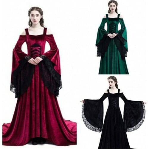 Plus Size Medieval Dress Halloween Cosplay Costumes WomenS Strapless Lace Shoulder European Palace Retro Princess Dress DL5673