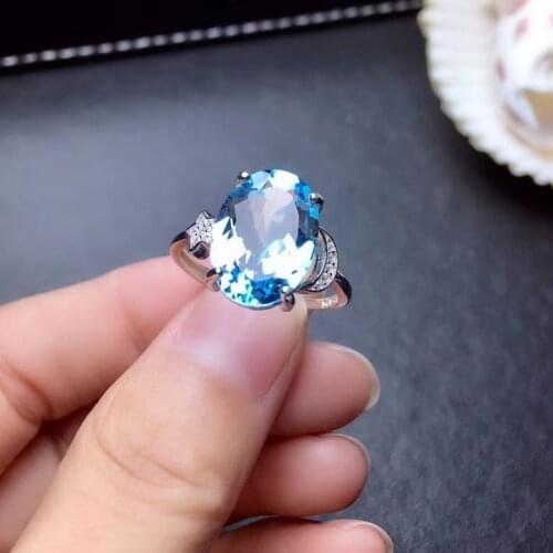 Luxurious big star Moon Irregular Natural blue topaz Ring S925 Silver Natural gemstone Ring girl Womens party gift fine Jewelry