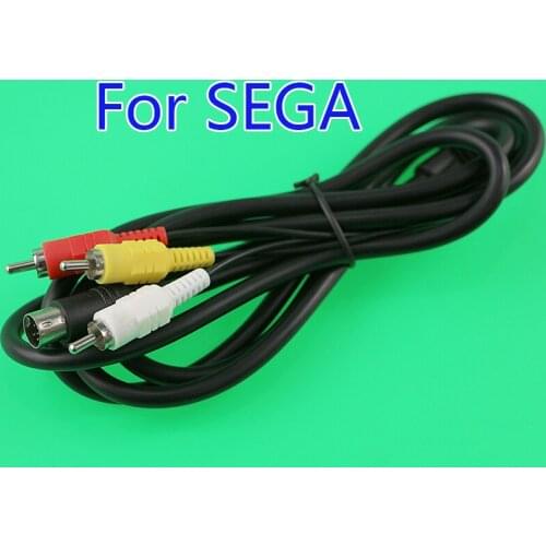 1pcs 1.8M AV RCA Audio Video Cable for Sega Genesis 2 3 II III Connection Cord 3RCA 9 pin Nickel Plated Plug Game Cable