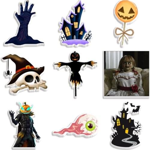 Character Pumpkin Flatback Printed Halloween Day Planar Resin for Home Decoration Accessories DIY Bow Center Earring 10pcs