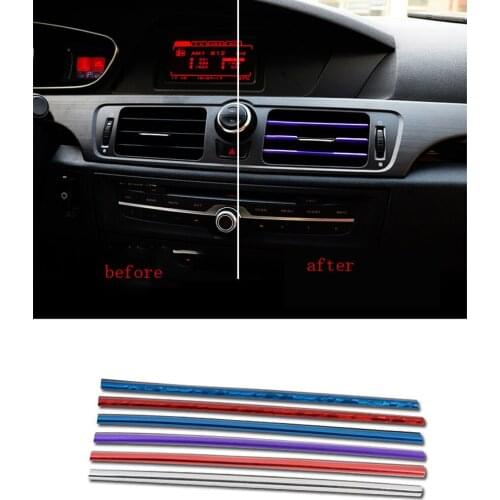 10 Pcs/set PVC Car Chrome Air Conditioner Outlet Vent Trim Grille Strip For Universal Car RV Truck Camper ATV Etc