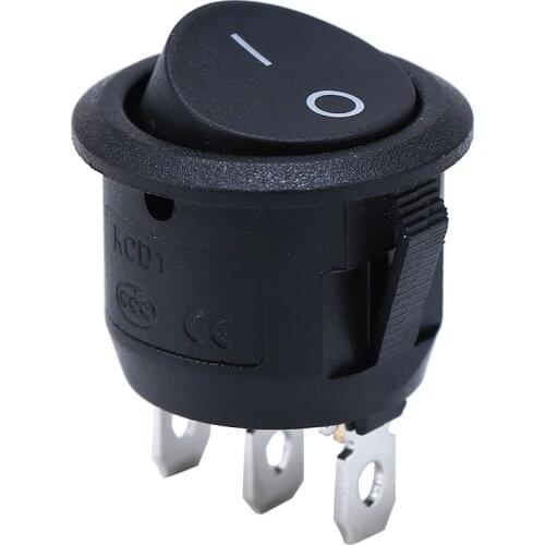 1X 12V 3 Terminals LED Rocker Switch ON/OFF Round Switch LED illuminated For Car Dashboard Dash Boat Van Switch Black