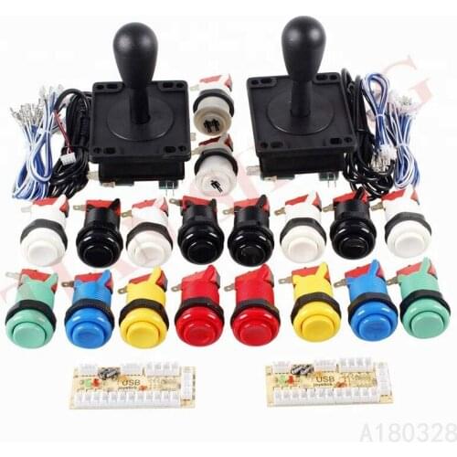 2player Arcade Game DIY kit for Mame Zero Delay USB Encoder 8 Way Classic Arcade Joystick with American style Push Button KIT