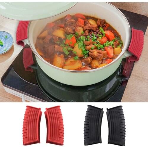 2Pcs Silicone Hot Handle Holder Cover Assist Pan Handle Sleeve Potholders Cast Iron Skillets Handles Grip Covers Kitchen Special