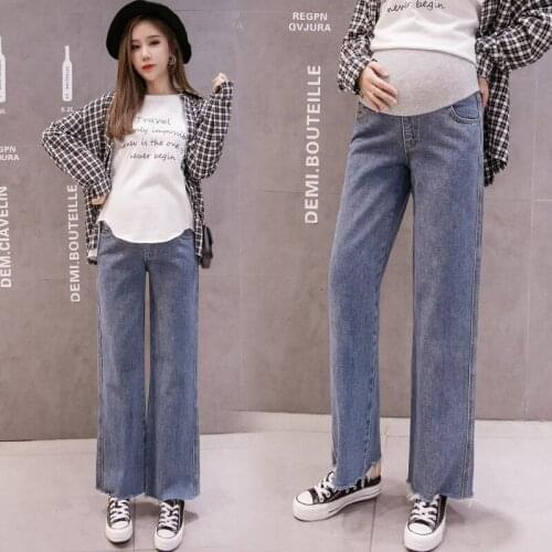 5098# Maternity pants Summer Maternity Jeans High Waist Belly Support Pants Support Abdomen Elastic Waist Maternity Trousers