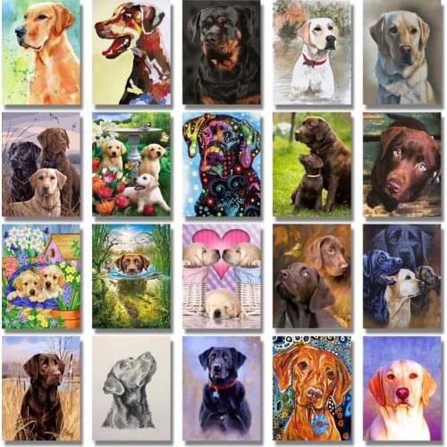 5d Diy Round Diamond Embroidery Dog Crystal Diamond Painting Cross Stitch Lovely Labrador Dog Animal Needlework Mosaic Patterns