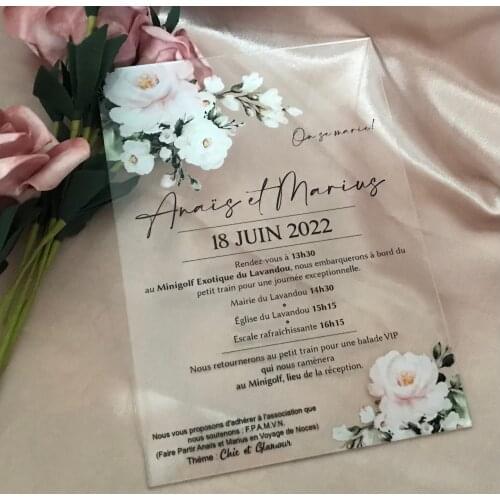 Wedding Invitation,Acrylic Invitations, Acrylic Menu,Custom 10pcs Clear Acrylic Invitation,Blackish Green Pocket Envelope Sets