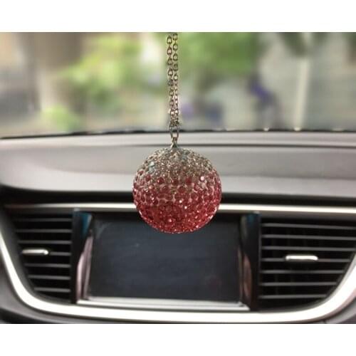 Car Crystal Ball Pendant Rearview Mirror Pendants Decoration Charm Bling Ornament Hanging car accessories for girls products