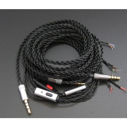 Diy earphone wire with mic Braided twist headphone cable LC-OFC wire