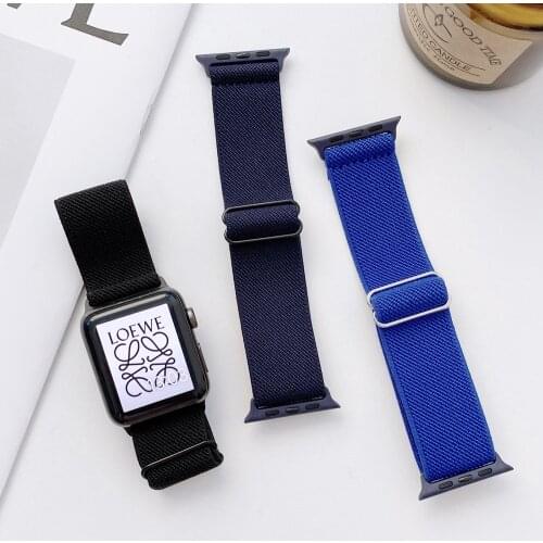 Elastic Loop Watch Strap For Apple Watch 44/40mm 42/38mm Watch Band Sport Bracelet For Apple Watch Series 6 5 4 Nylon Watchband