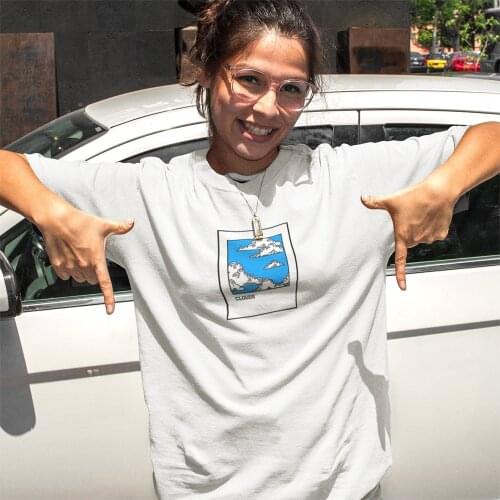 Hillbilly Cute Clouds Unisex Tops Tees Short Sleeve Cotton Shirts Plus Size Loose Aesthetic Shirts Round Neck Causal T shirts