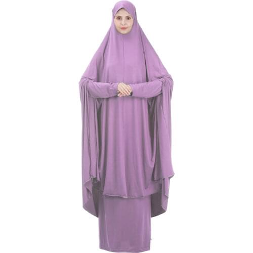 Jilbab Abaya Dubai Women Khimar Hijab Prayer Dress Caftan Islamic Clothing Ramadan Robe Femme Musulmane Two Piece Muslim Sets