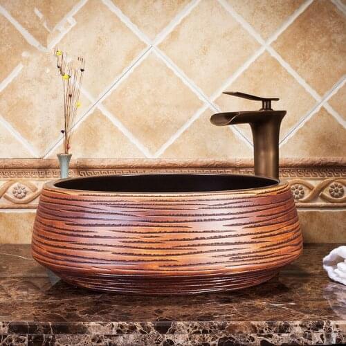 Jingdezhen Bathroom ceramic sink wash basin Counter Top Wash Basin Bathroom Sinks oval single sink bowl shampoo basin
