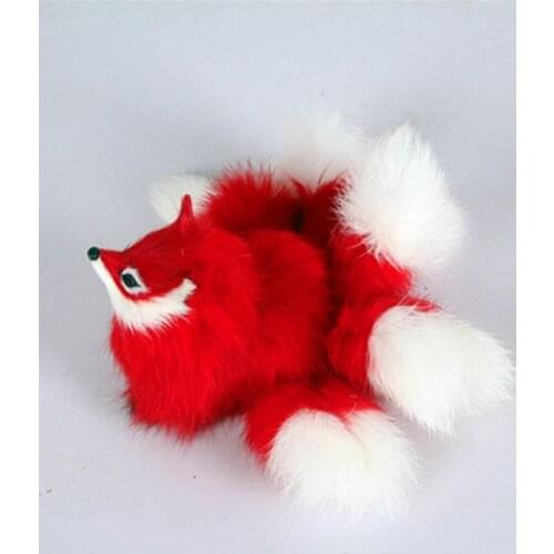 New cute simulation fox toy resin&fur nine-tails red fox doll gift about 18x7.5cm 1103