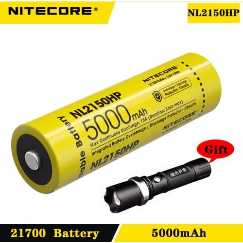 NITECORE NL2150HP battery 21700 High Drain Li-ion Rechargeable battery Powerful Performance 5000mAh 15A Flashlight battery
