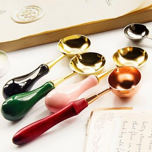 1Pcs For Sealing Stamp Wood Wax Melting Spoons Multi Purpose Anti-Hot Card Making Tools Metal/Wood/Solid Scrapbooking Decorate