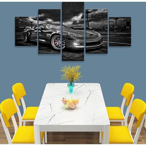 HD Printed 5 Panel Modular Pictures Corvette Car Poster Painting On Canvas Wall Art Framework Home Decorative Room Decoration