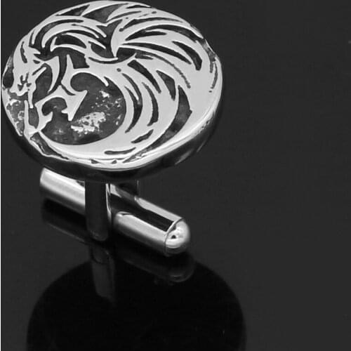 Stainless steel Nordic viking odin wolf amulet rune Cufflinks -small size with valknut gift bag