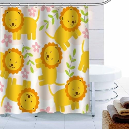 New Custom Animal Cartoon Pattern Shower Curtain Child Gift Waterproof Bath Curtain Polyester Fabric Hook Bathroom Curtain Decor