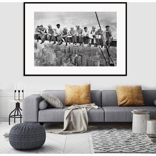 Lunch Ona Skyscraper New York City Print Poster Wall Art Canvas Painting Vintage Black White Pictures Home Dec