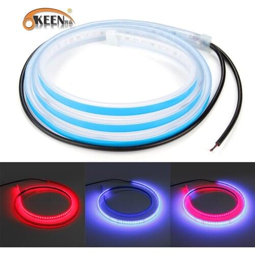 OKKEN 120CM Flash Led Light Strip For Car Flexible DRL Bar 12V 47inch Tailgate Lamps Ice Blue Red Styling Brake Bulbs Waterproof