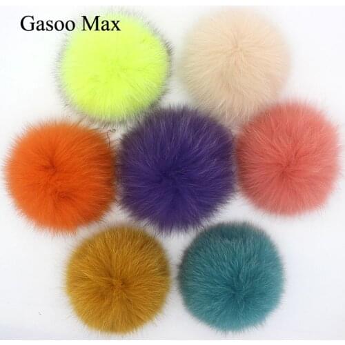 DIY 13cm 15cm Real Fox Fur Pompom For Knitted scarf Autumn Winter Scarves Genuine Raccoon Fur Pom Pom For Hats Scarves&Wraps