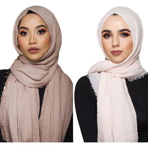Promotion sale! Muslim Crinkle Hijab Scarf Women Bubble Cotton Viscose Headscarf Headband Islamic Shawl Wraps 180X95CM