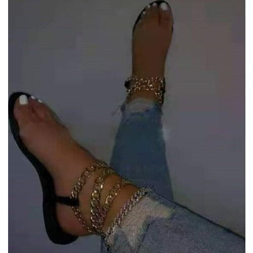 PVC sandals for women, fashion outdoor shoes, for summer Flat metal chain beach sandals