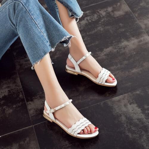 Women Sandals Genuine Leather Flat with Soft Rubber Sole Cover Ankle Wrap High Quality Size 34-46 Womens Summer Shoes