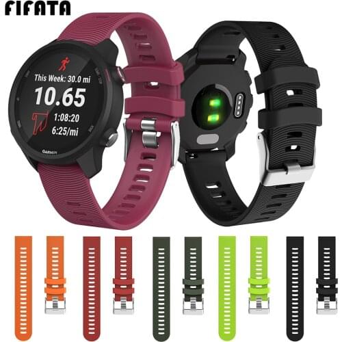 FIFATA 20mm Sport Silicone Watchband Strap for Garmin Forerunner 245 245M 645 Vivoactive 3 Smart Bracelet Replacement Wristband