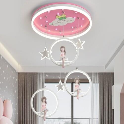 Nordic Modern Child Cartoon Pendant light LivingRoom Night Lamp for The Childrens Bedroom Nursery Led Iron Ring Indoor Lighting