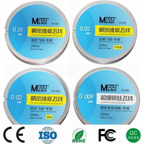 0.01mm 0.009 Mm Superfine Silver Jump Line With Ultra-Sharp Precision Fly Wire For Cell Phone Mainboard PCB Maintenance Welding