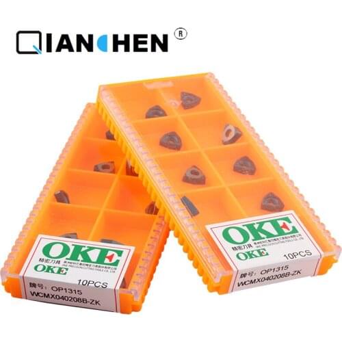 OKE 10pcs/lot High Precision High Performance High Strength CNC WCMX040208B-ZK OP1315 Industry Carbide Inserts Hard Alloy