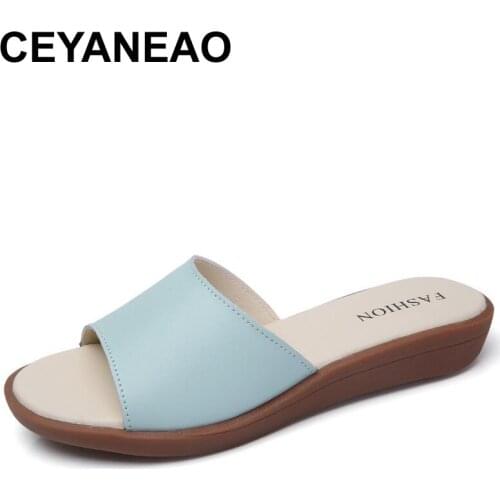 CEYANEAOsummernew flat simple sandals Korean version of casual leather non-slip wear-resistant beach Womens shoes ShippingE2161