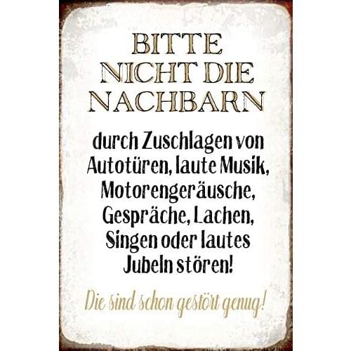 Vintage Style Neighbours Not Disturb Metal Sign Shield Domed Metal Tin Sign Home Wall Decoration Retro Mural Dimensions 20x30 cm