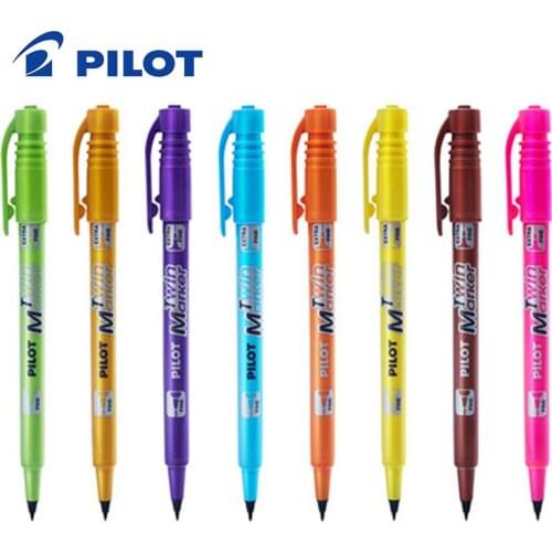 12 pcs/lot CD-Marker Japan Pilot SCA-TM Twin Marker 2 Tips F & EF in 2 Permanent Colors Retail w/TRACKING