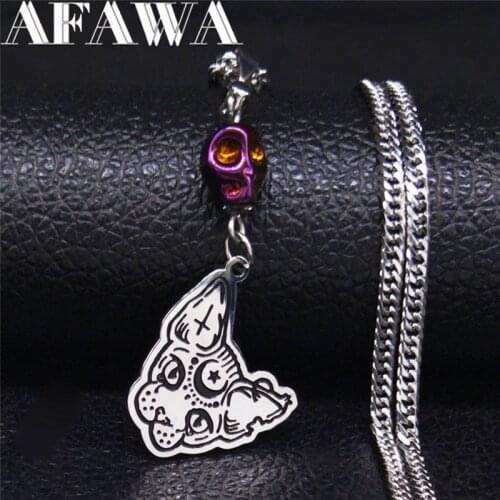 2021 Sphinx Cat Stainless Steel Statement Necklace for Women Silver Color Hairless Cat Necklaces Jewelry collar mujer N3710S02