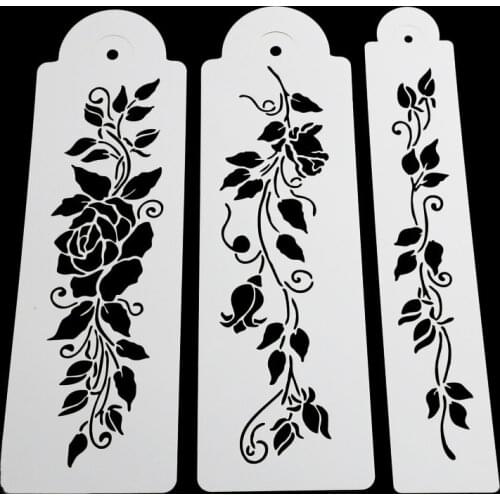 3pcs/Set Plastic Leaves Vine Cake Mould Airbrush Painting Art Mold Fondant Molds DIY Cake Mousse Brim Decorating Tool