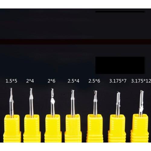 5pcs/set 3.175 1/8 -2D-6 8 10 12 22mm carbide endmill single flute one blade for Aluminum CNC Tools Solid Carbide Router bits