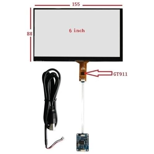 6.2-inch 6 pin GT911 155*88 capacitive touch screen usb control card Windows 7 8 10 free drive, free delivery