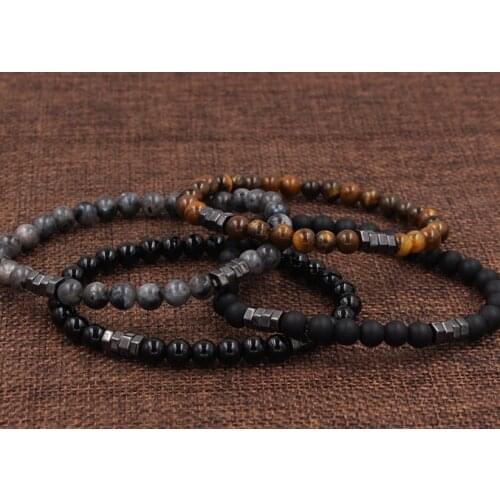 6mm uji3 gold silver Copper cz zircon cubic zirconia elastic adjusted Frosted stone agate Onyx Tigereye Bracelet Bangles