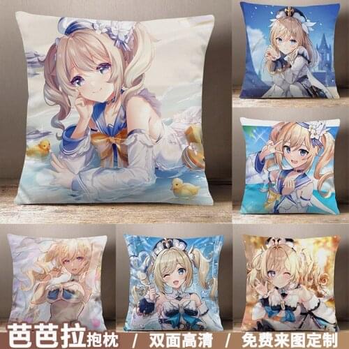 Anime Game Genshin Impact Barbara White Silk Swimsuit Cartoon Square Throw Pillow Cosplay Siesta Short Plush Sofa Cushion45*45cm